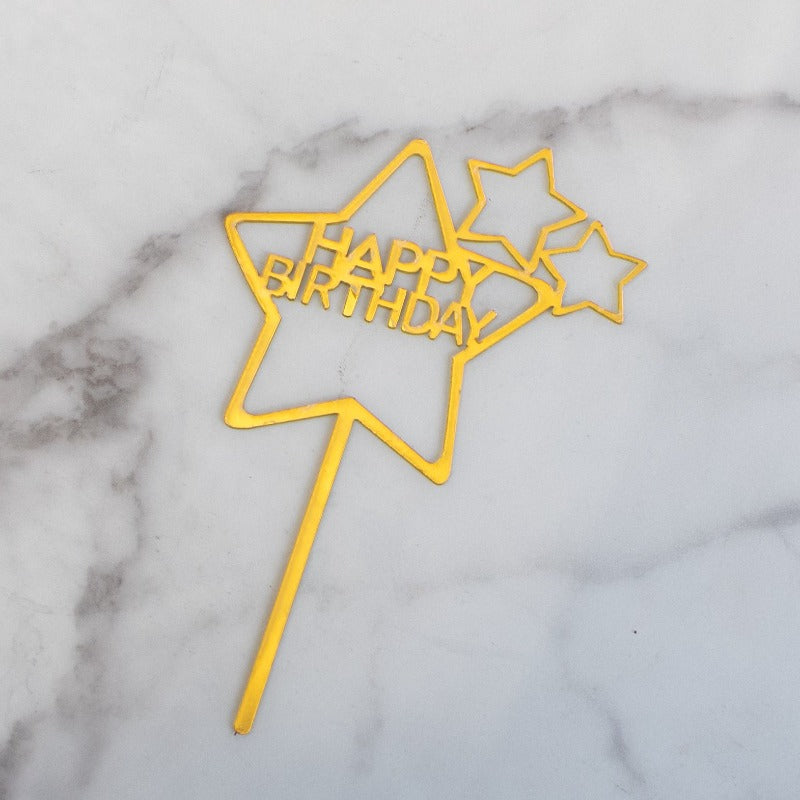 Star Gold Cake Topper - Happy Birthday Cake Toppers June Trading   