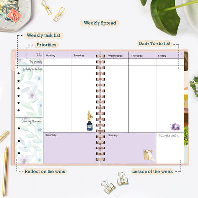 Undated Yearly Planner (2024 Collection) Leo + Ultimate Sticker Book