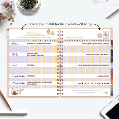 Undated Yearly Planner (2025 Collection) Growth Over Comfort + Ultimate Sticker Book