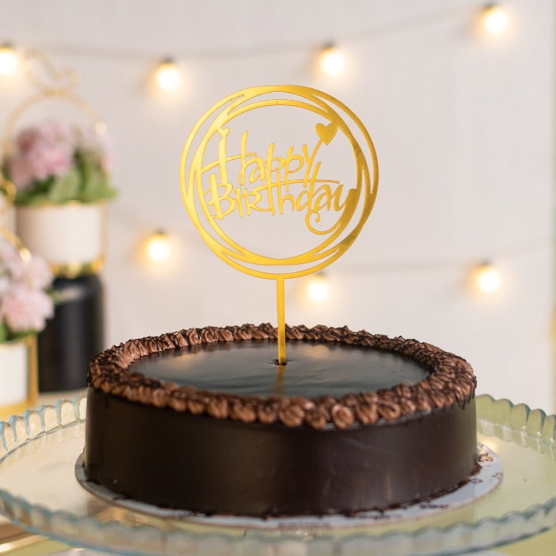 Circles Gold Cake Topper - Happy Birthday Cake Toppers June Trading   
