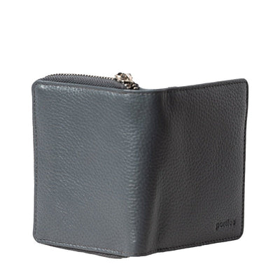 Genuine Leather Women's Palm Wallet, Grey Palm Wallet Portlee   