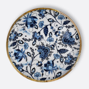 Floral Round Serving Platter Dinner Plates Brick Brown   
