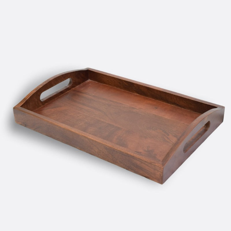 Classic Serving Tray from Mahogany Collection Wooden Tableware Brick Brown   