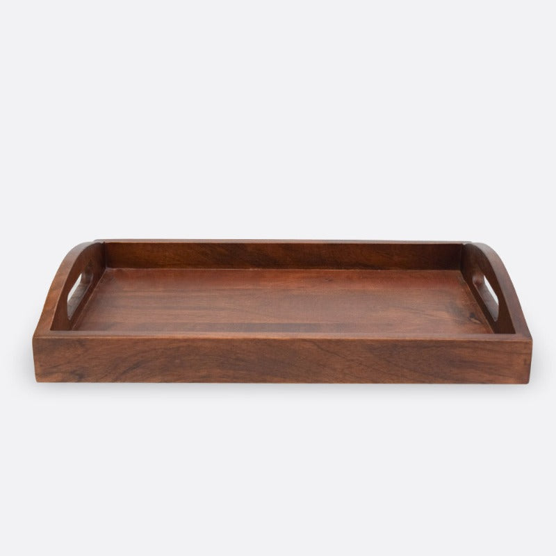 Classic Serving Tray from Mahogany Collection Wooden Tableware Brick Brown   