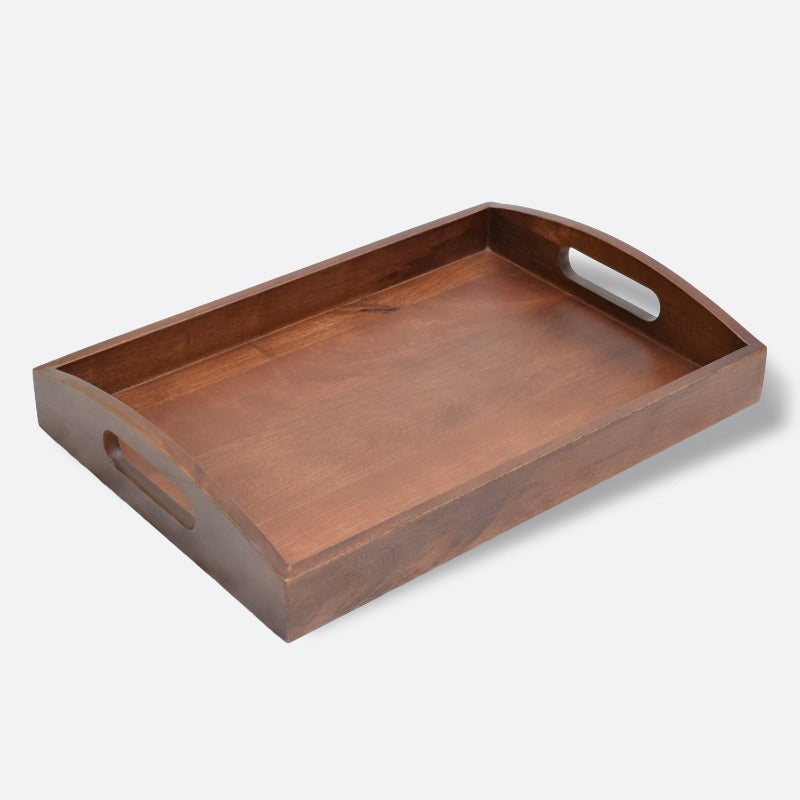 Classic Serving Tray from Mahogany Collection Wooden Tableware Brick Brown   