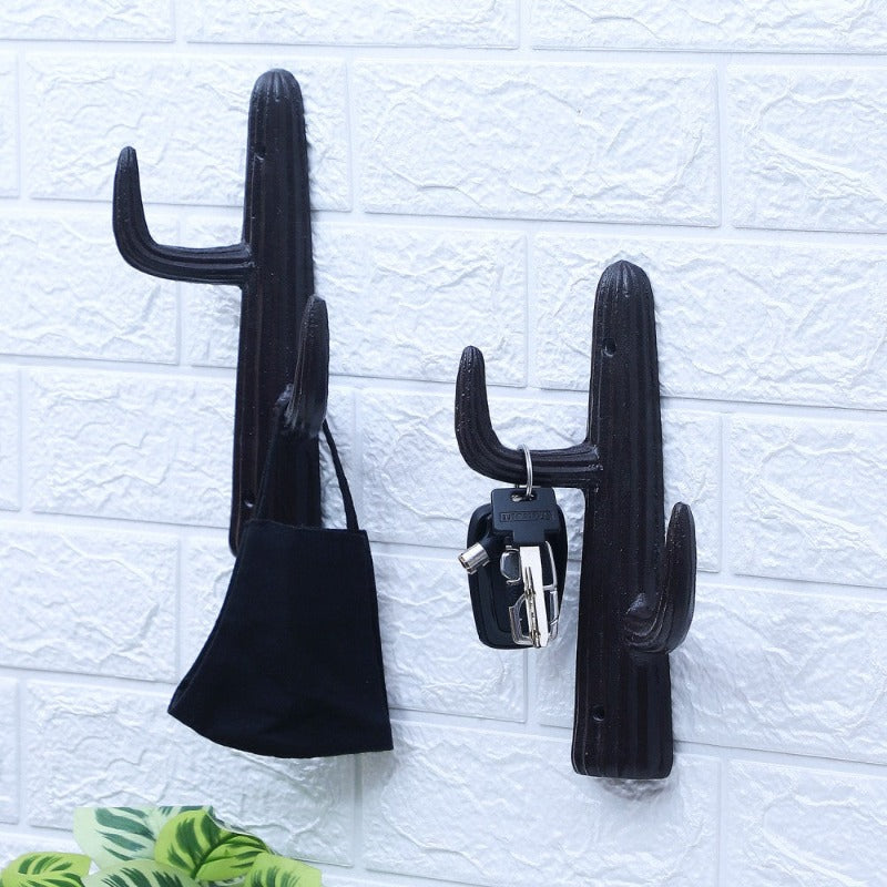 Cacti Key Holder/Wall Shelf - Set of 2 Key Holders Brick Brown   