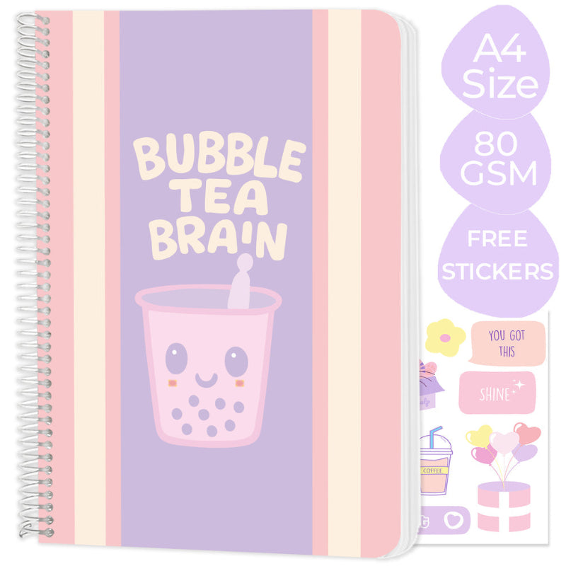 A4 Spiral Notebook "Bubble Tea Brain"