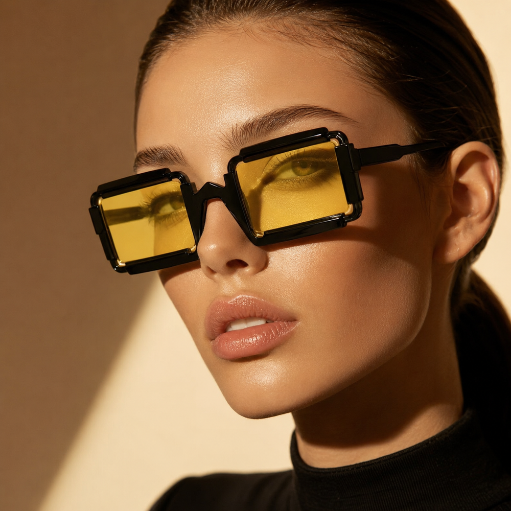 Retro Designer Frame Ebony Black Sunglasses