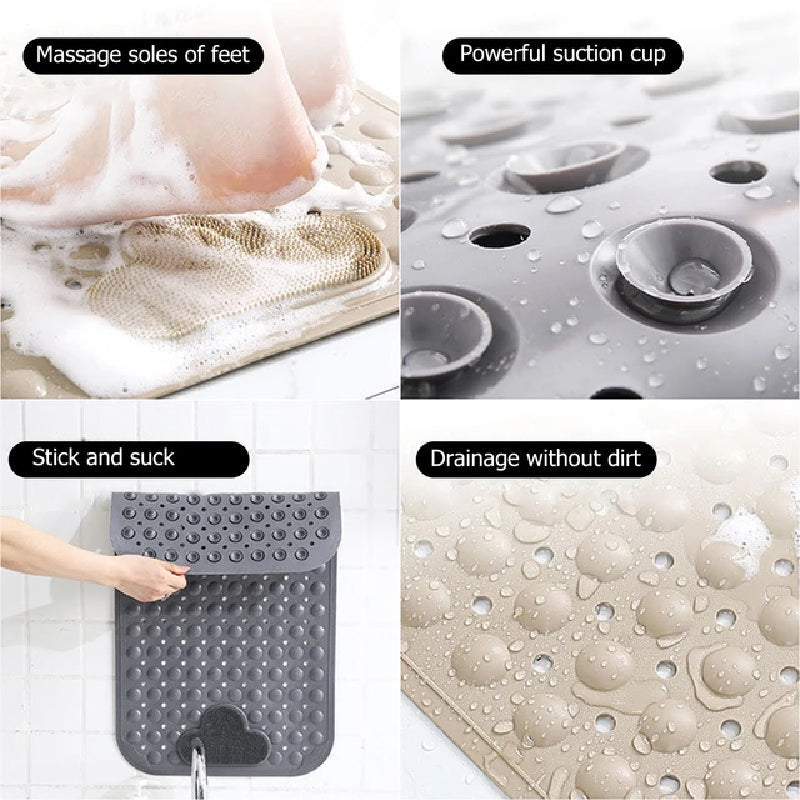 Mauvelous Pink Nonslip Foot Massager & Exfoliator Shower Mat Shower Mats June Trading   