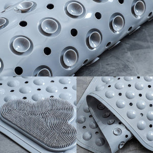 Cloud Grey Nonslip Foot Massager & Exfoliator Shower Mat Shower Mats June Trading   