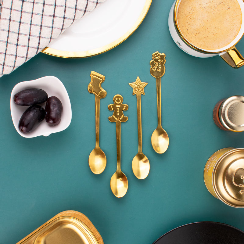 Festive Cookie Dessert Spoon Set of 4 Cutlery June Trading   