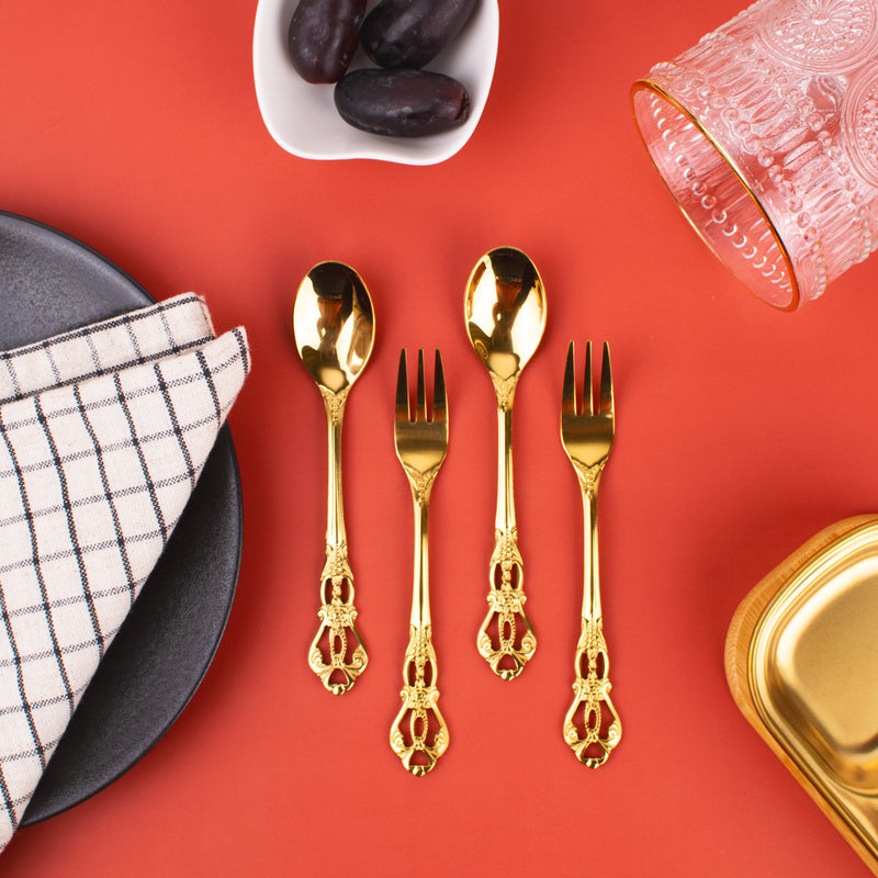 Royal Dessert Spoon & Fork Set of 4 Cutlery June Trading   