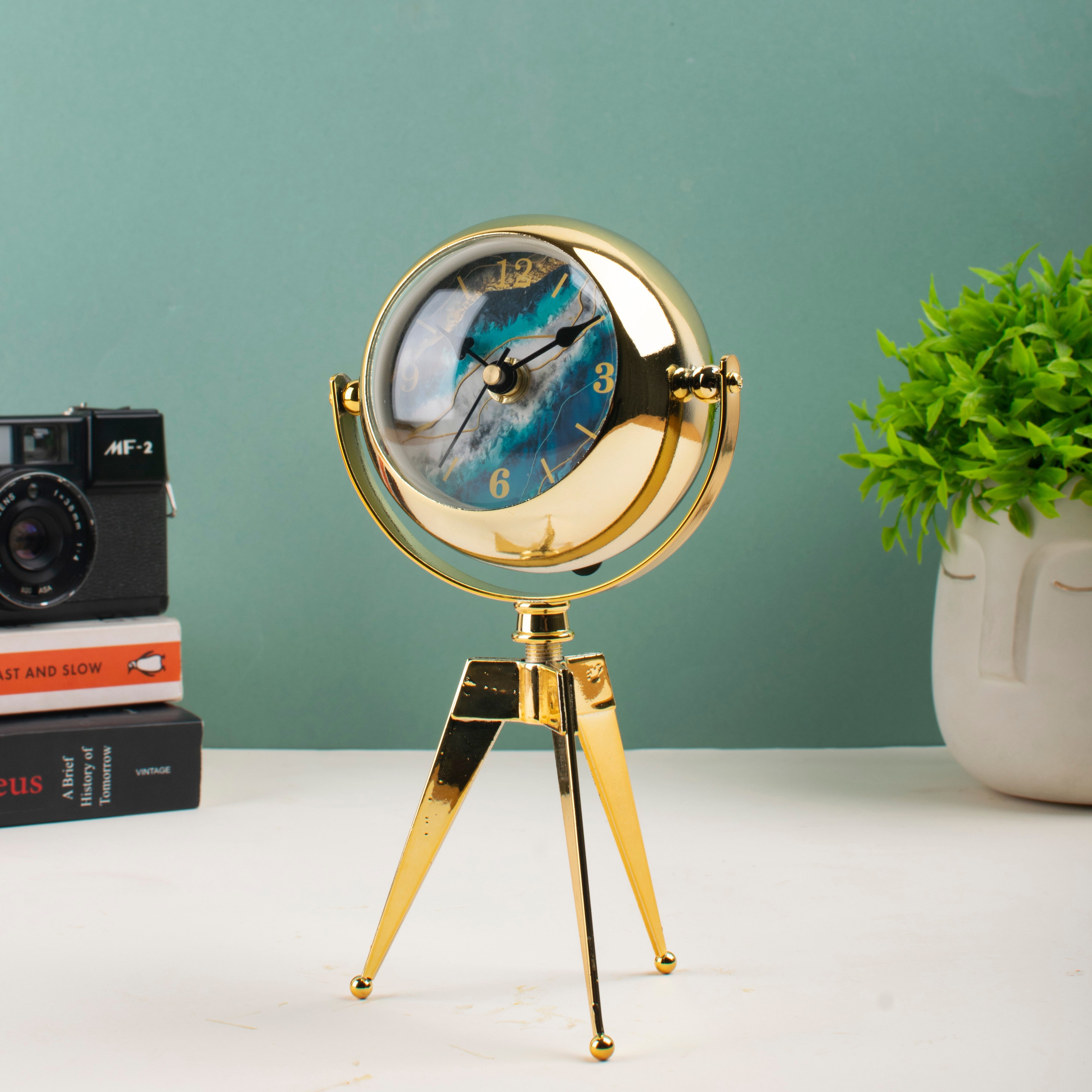 Pendulum Allure Table Clock With Tripod Stand Table Clocks The June Shop Metallic Gold  