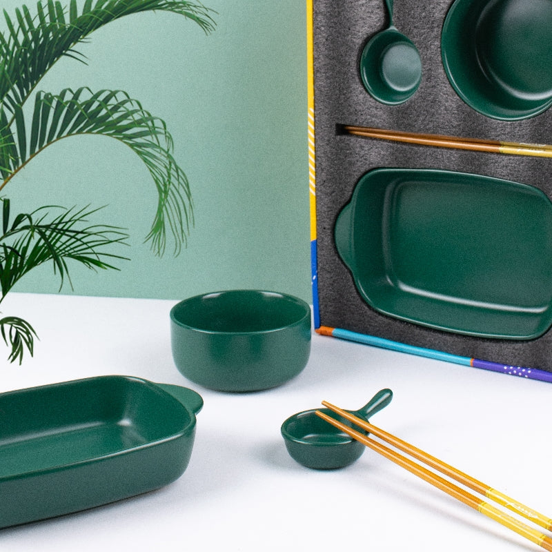 Meraz Emerald Green Serving Set (4 Pcs) Serving Platters The June Shop   
