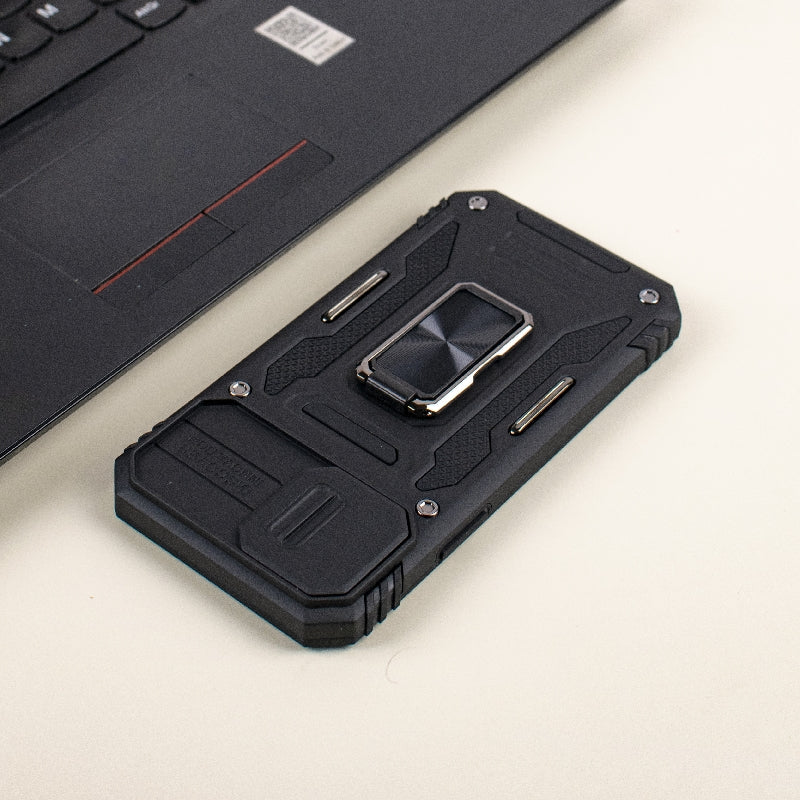 Hybrid Armour iPhone 14 Plus Cover | Camera Slider & Kickstand iPhone 14 Plus The June Shop Pitch Black  