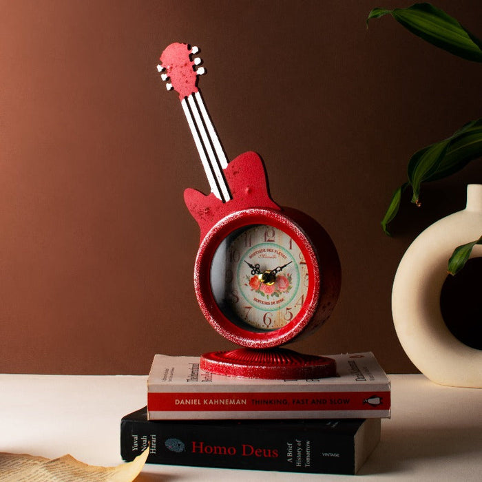 Vintage Charm Guitar-Inspired Table Clock Table Clocks The June Shop   