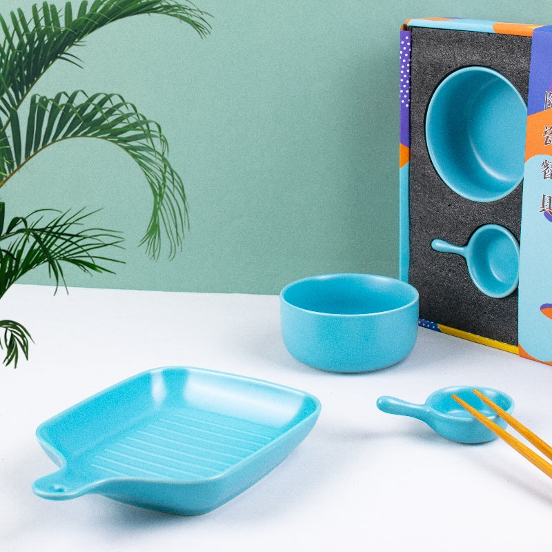 Meraz Sky Blue Serving Set (Set of 4)