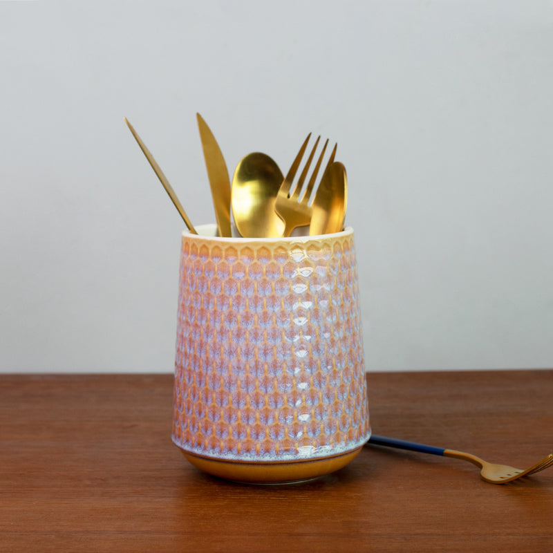 Honeycomb Pattern Cutlery Stand Cutlery Stand June Trading Tangerine Tint  