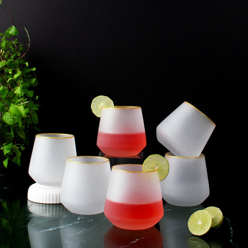 Corks & Cocktails Frosted Glass (Set of 6) Glasses June Trading   