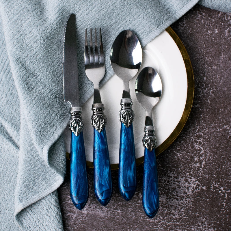 Azure Accent Regal 24 Piece Cutlery Set Cutlery June Trading   