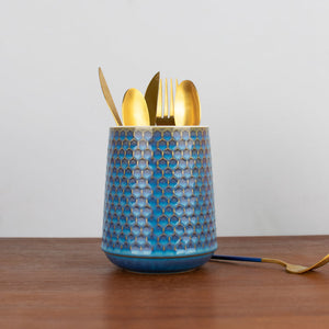 Honeycomb Pattern Cutlery Stand Cutlery Stand June Trading Iris Blue  