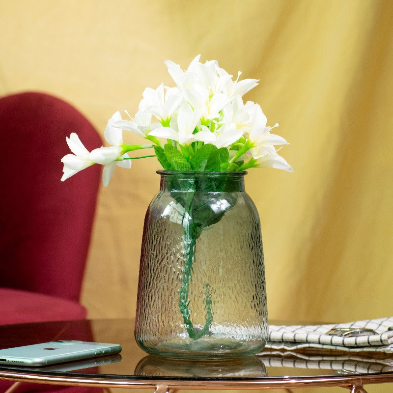 Elegant Frosted Glass Vase Vases June Trading Clear Frost  