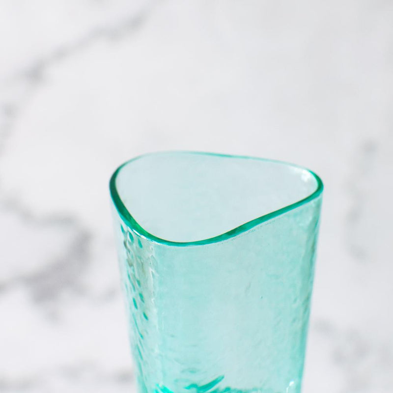 Turquoise Champagne Flute Stemware, Hammered Style