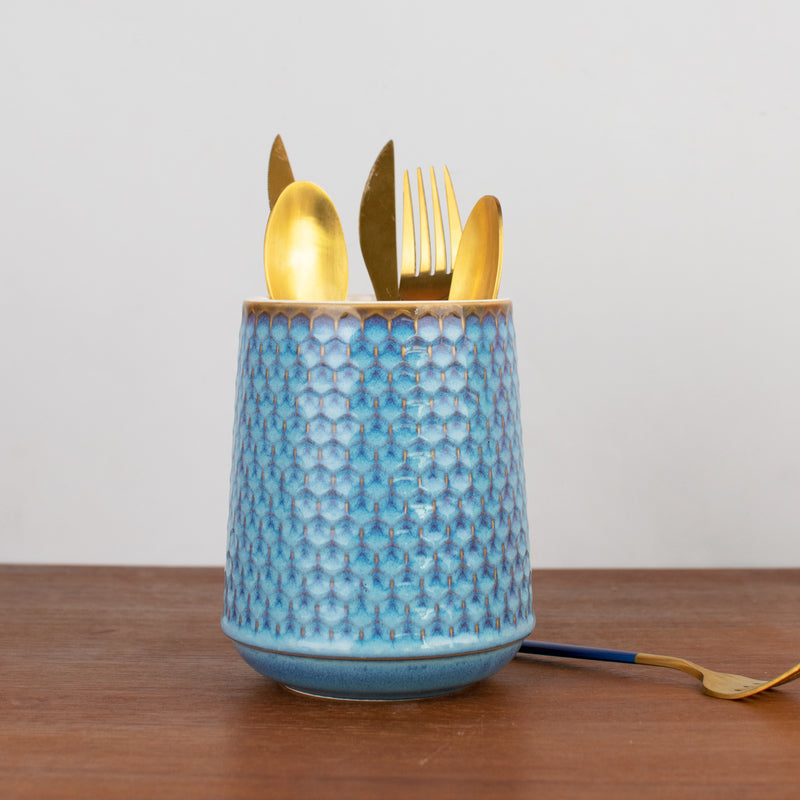 Honeycomb Pattern Cutlery Stand Cutlery Stand June Trading Azure Blue  