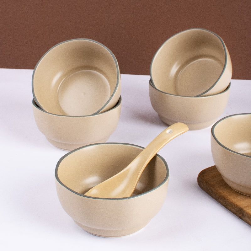Orphic Beige Dinner Bowl Bowls The June Shop   