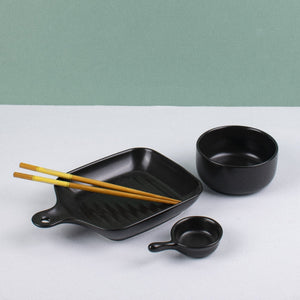 Meraz Onyx Black Serving Set (4 Pcs) Serving Platters The June Shop   