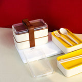 Pop Of Vibrancy 2-Compartment Lunch Box With Cutlery Lunch Boxes June Trading Rust Brown  