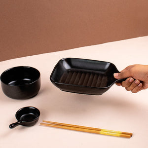 Meraz Onyx Black Serving Set (4 Pcs) Serving Platters The June Shop   