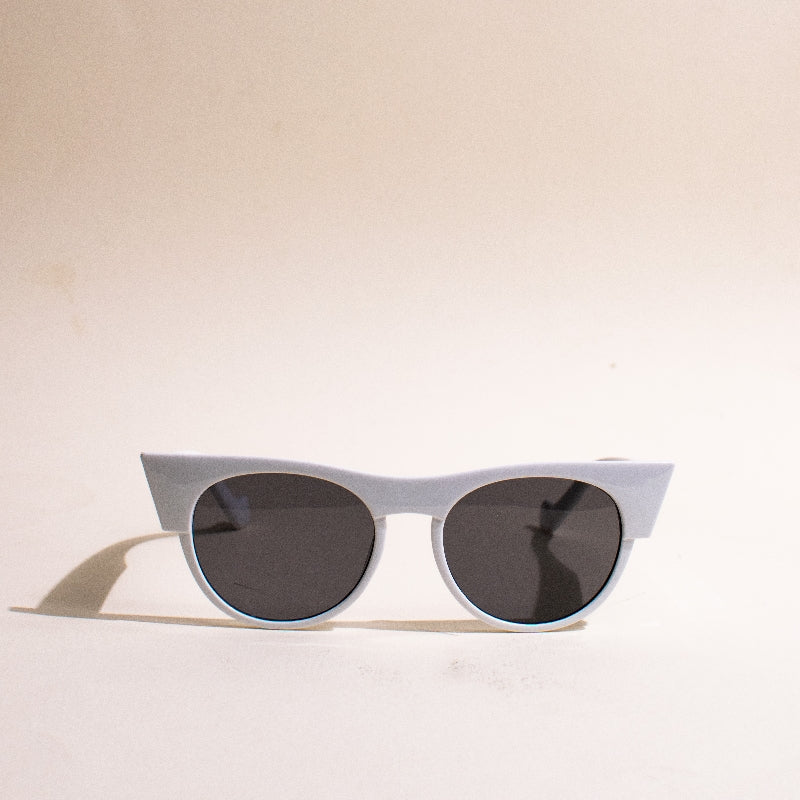 Wing-It Round White Cateye Sunglass Eyewear June Trading   
