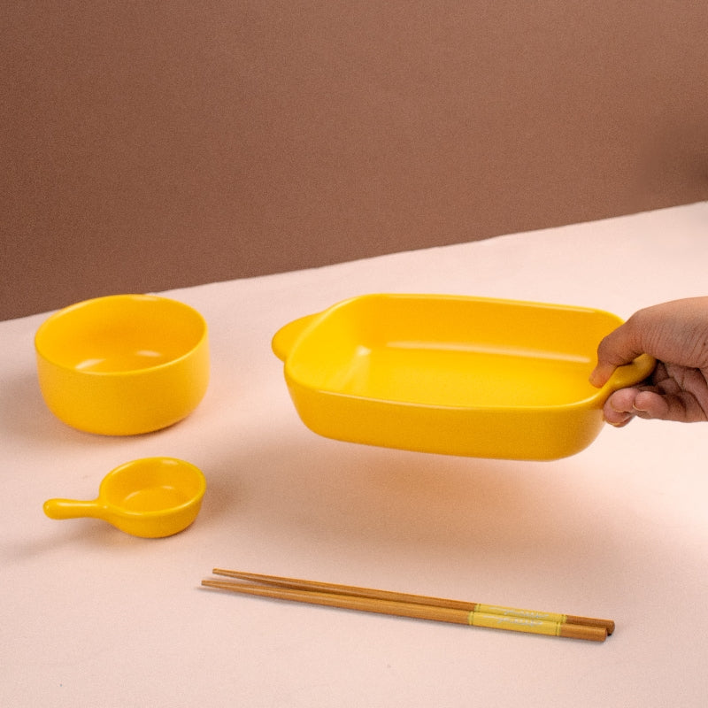 Meraz Vivid Yellow Serving Set (4 Pcs)