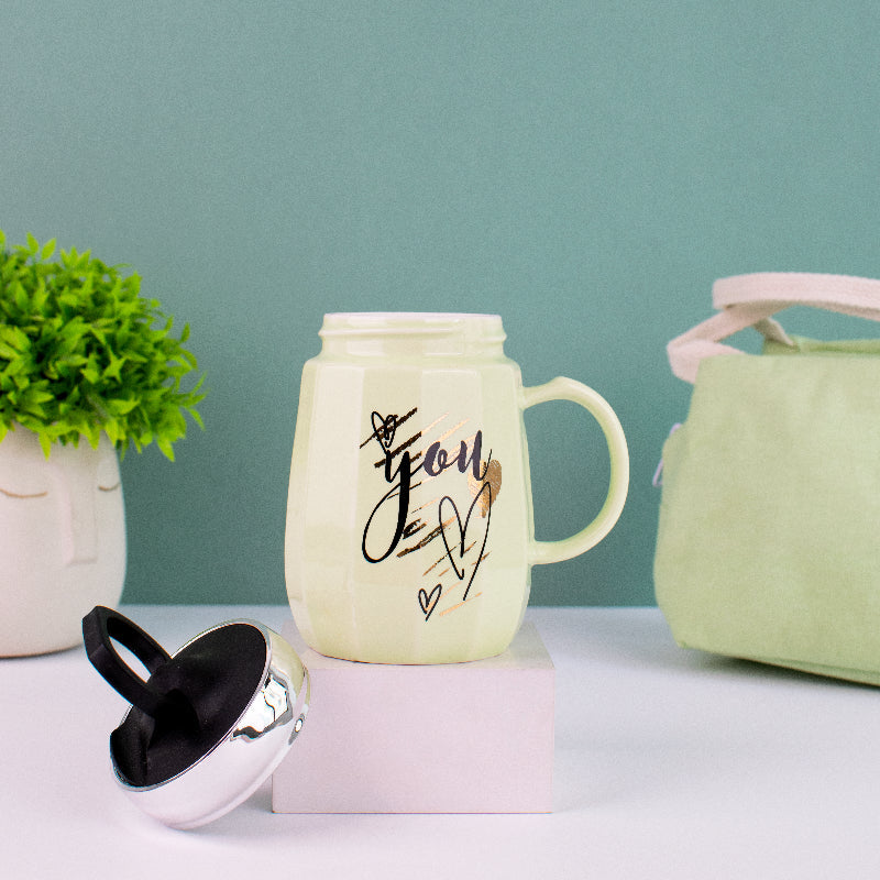 Lime Green Coffee Mug With Lid Coffee Mugs ERL Love You  