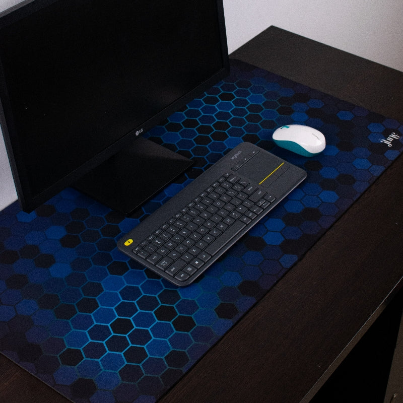 Azure Honeycomb Extended Versatile Desk Mat Desk Mats The June Shop   