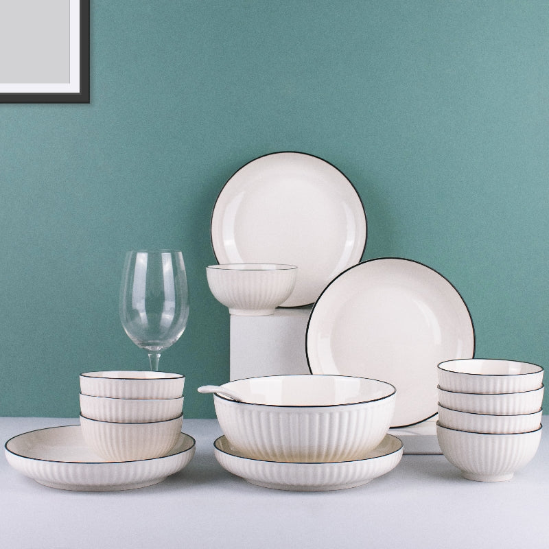 Odelia Ivory White 22 Piece Dinnerware Dinner Sets The June Shop   