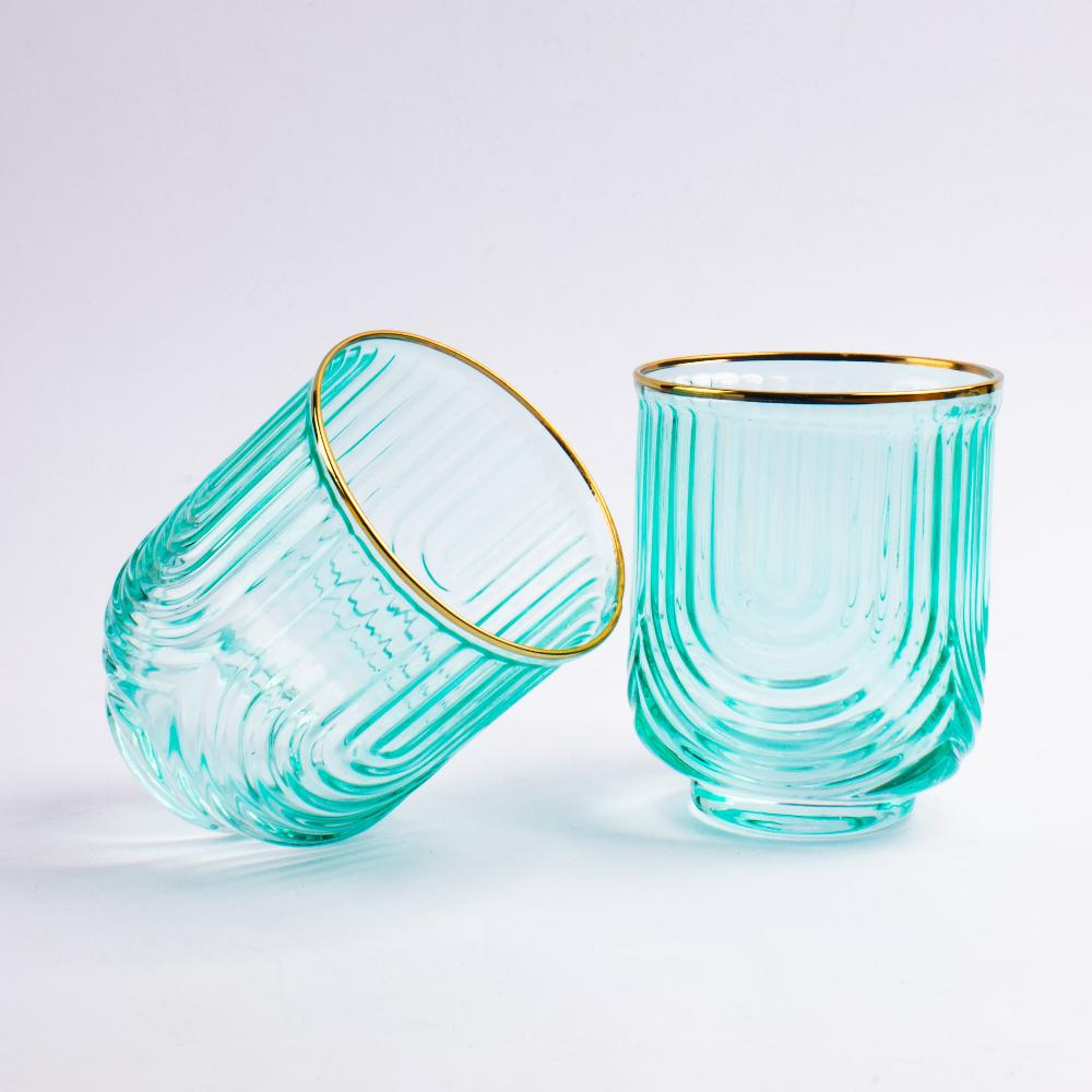 Verdant Gilded Wave Glass
