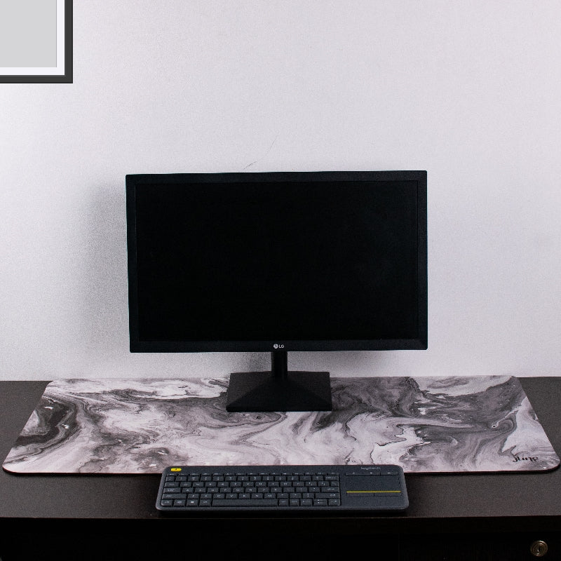 Grey Marblestic Extended Versatile Desk Mat Desk Mats The June Shop   