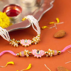 Rose Pink Lotus Bhaiya-Bhabhi Rakhi's (Set Of 2)