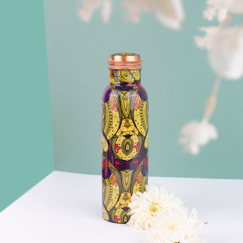 Violet Traditional Printed Copper Bottle Bottles June Trading   