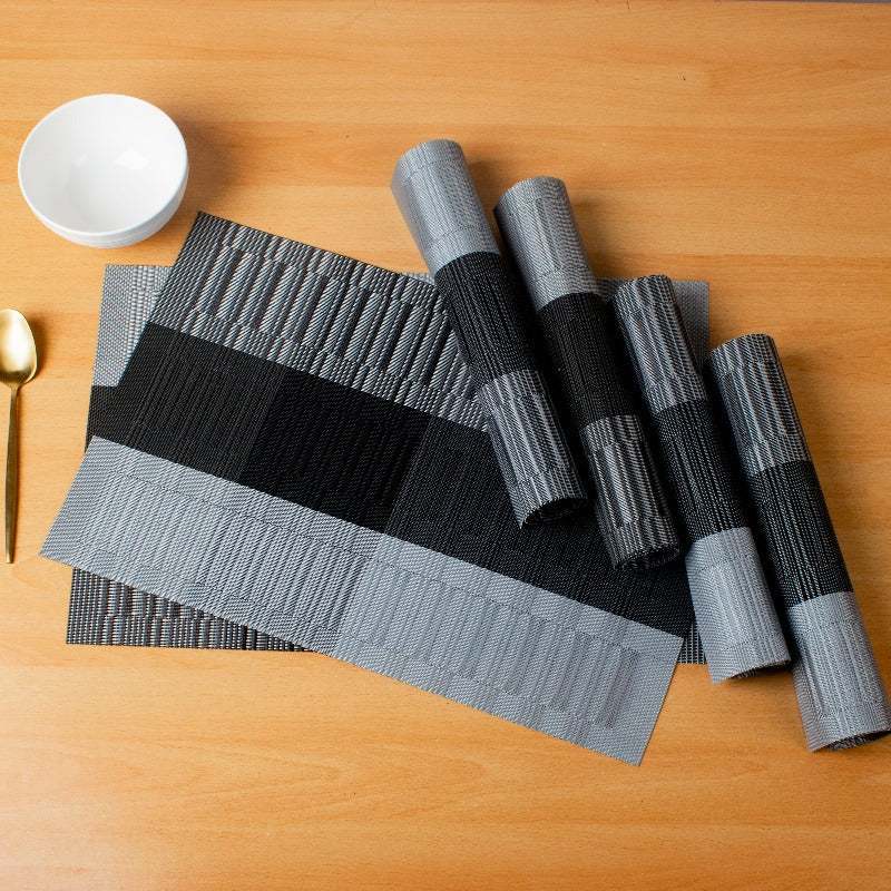Elira Black Table Mats Set | 6 Pcs Tablemat The June Shop   