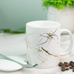 Gold Marble Print Ceramic Mug With Lid Coffee Mugs June Trading   