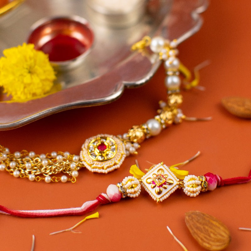 Semi Precious Stone Bhaiya-Bhabhi Rakhi's (Set Of 2)