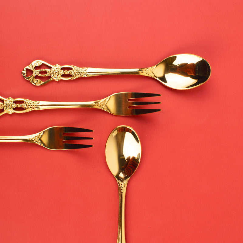 Royal Dessert Spoon & Fork Set of 4 Cutlery June Trading   