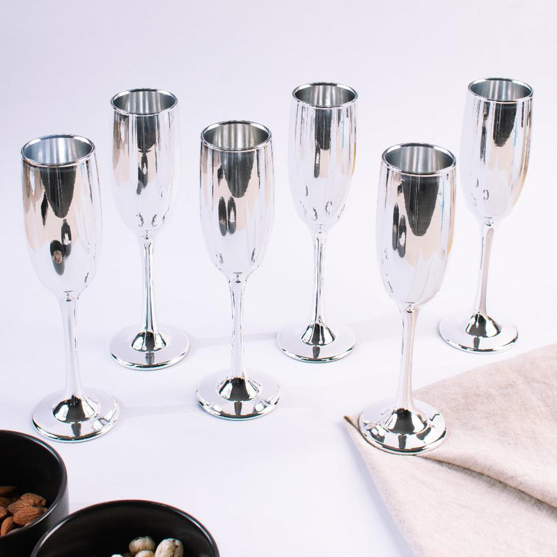 Silver Luxe Flute Champagne Glass