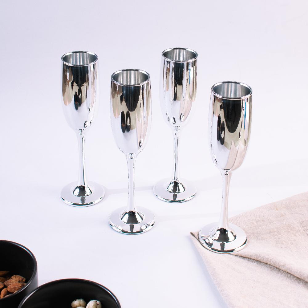 Silver Luxe Flute Champagne Glass