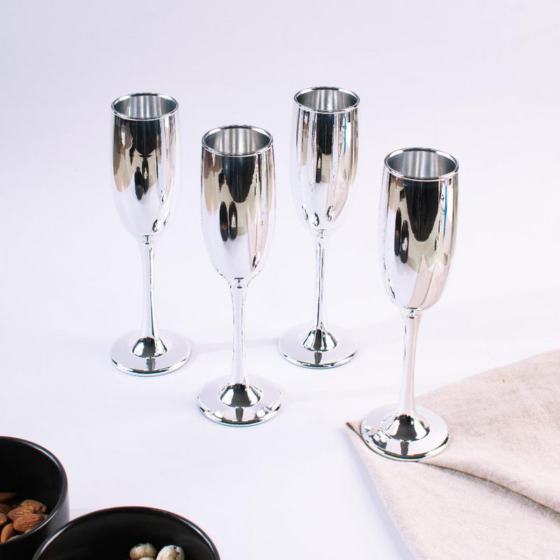 Silver Luxe Flute Champagne Glass