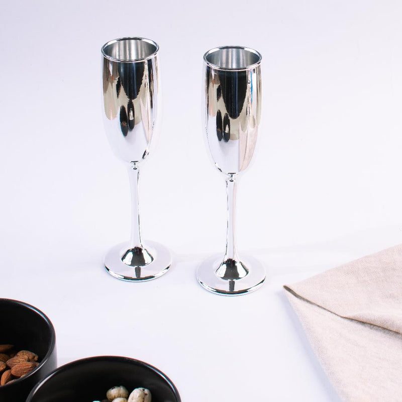 Silver Luxe Flute Champagne Glass