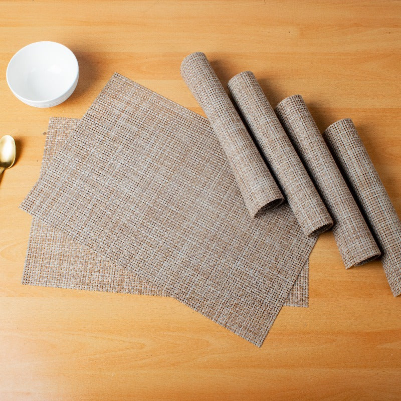 Elan Light Brown Table Mats Set | 6 Pcs Tablemat The June Shop   